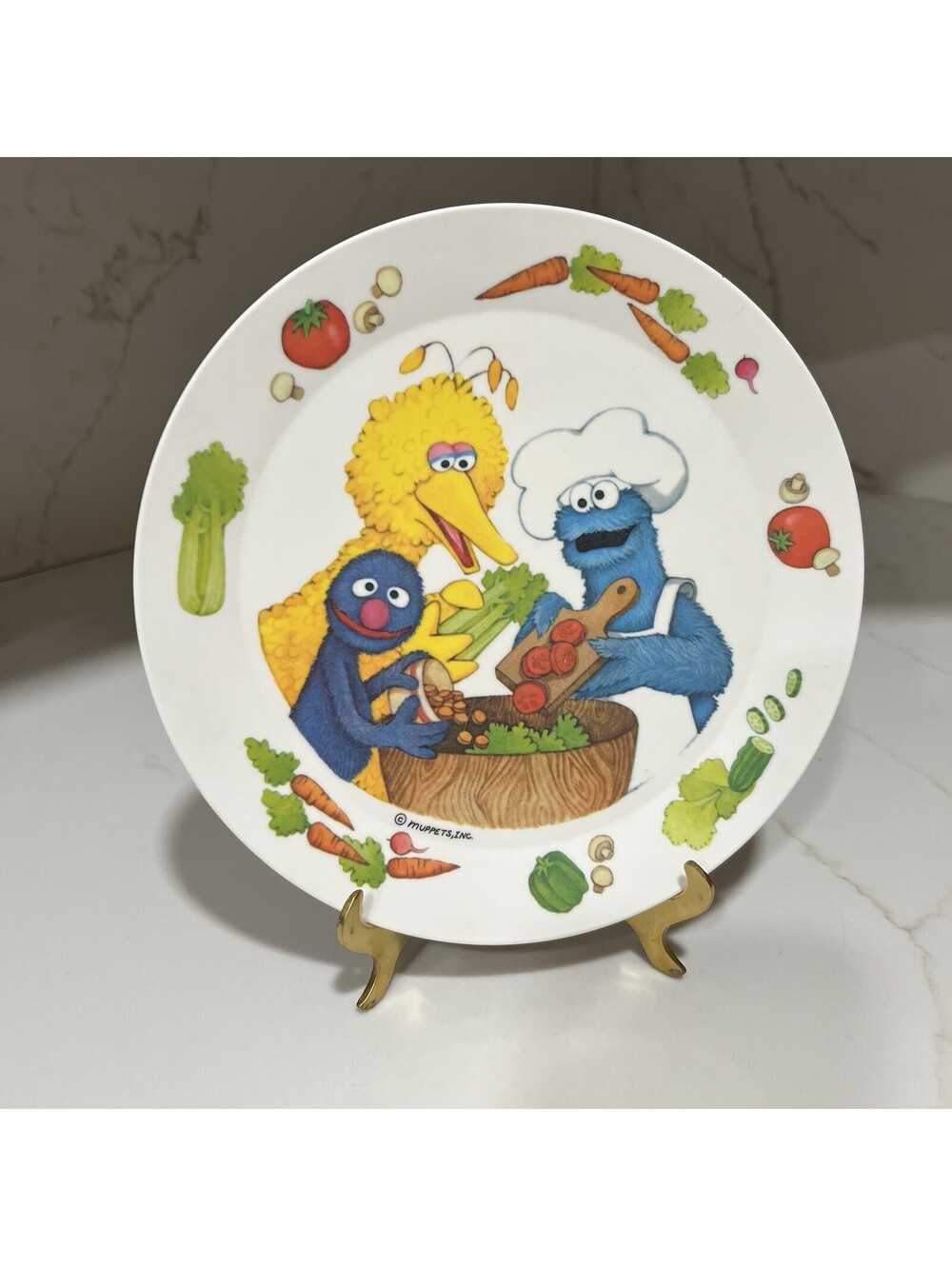 Vintage Sesame Street Melamine Plate Kids 8” Cookie Monster Big Bird Grover